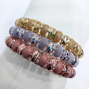 Bracelet dame hexagonal - Jeux de trois Bracelets - Or, Argent, Or rosé